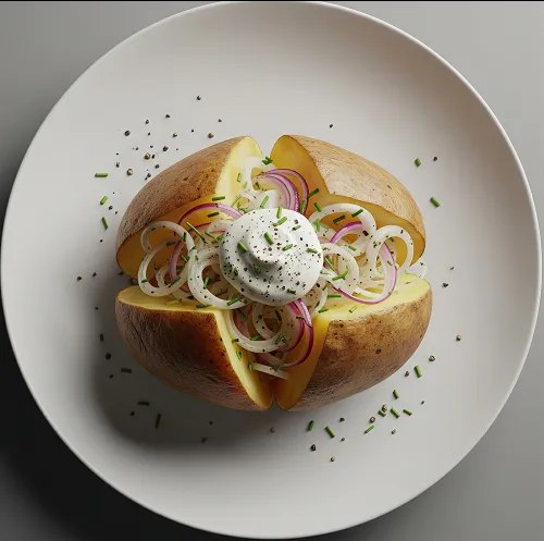 Baked Potato With Cheese & Onion 