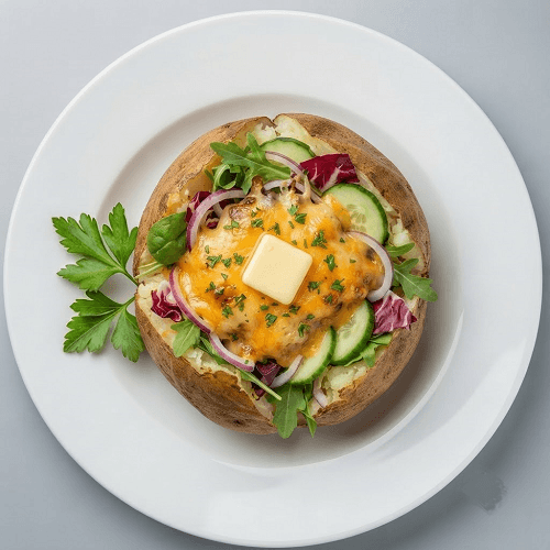 Baked Potato With Cheese & Salad 