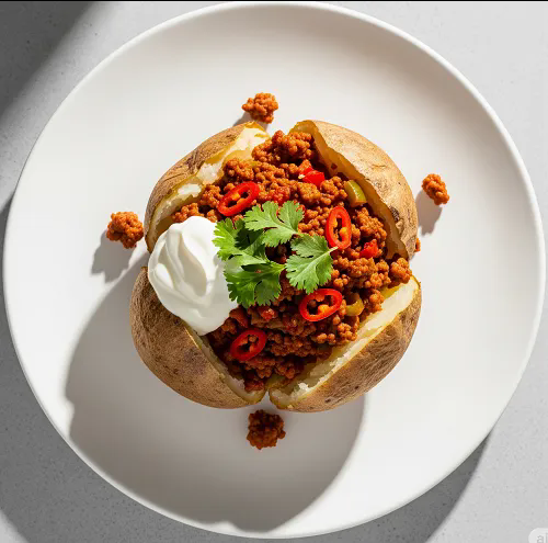 Baked Potato With Spicy Mince 